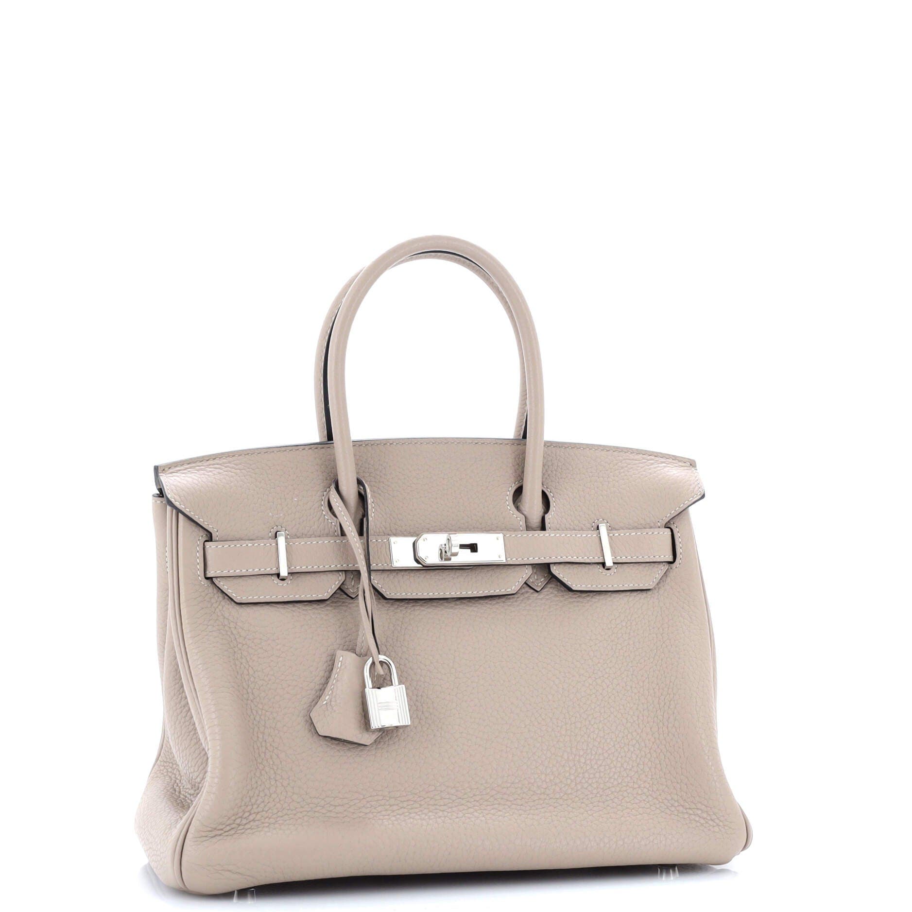 Pre-Owned Hermes Birkin Handbag Grey Clemence with Palladium Hardware 30, Alternate, color, 