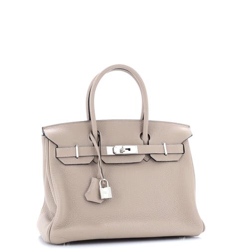 Pre-owned Hermes Hermes Birkin Handbag Grey Clemence With Palladium Hardware 30