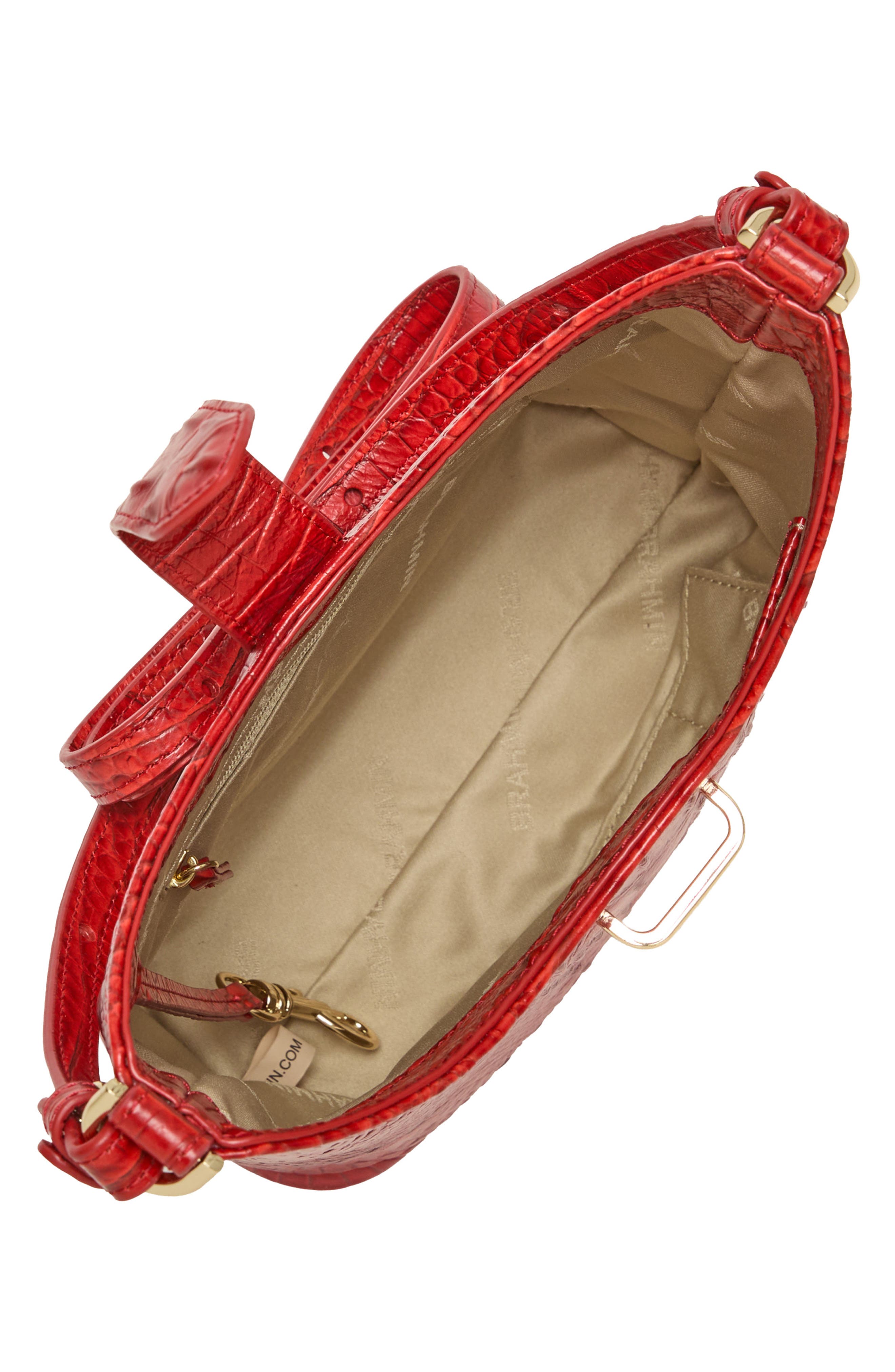 Small Gwynne Croc Embossed Leather Crossbody Bag, Alternate, color, SALSA