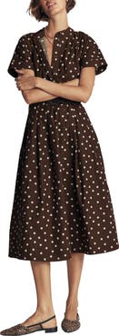 Boden Polka Dot Cotton Poplin Midi Dress
