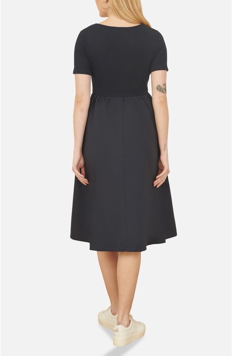 Yumi Jersey Top And Cotton Midi Dress, Alternate, color, Navy