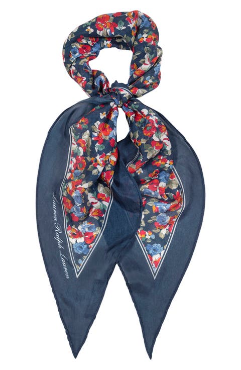 Large Floral Silk Diamond Scarf