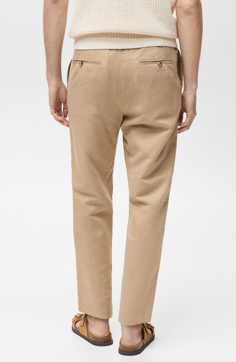 MANGO Slim Fit Linen & Cotton Drawstring Pants, Alternate, color, Beige