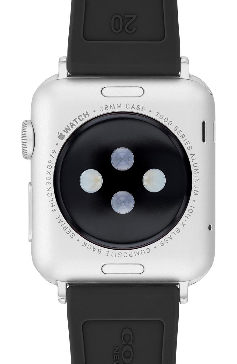 COACH Signature C Silicone Apple Watch<sup>®</sup> Watchband, Alternate, color, Black