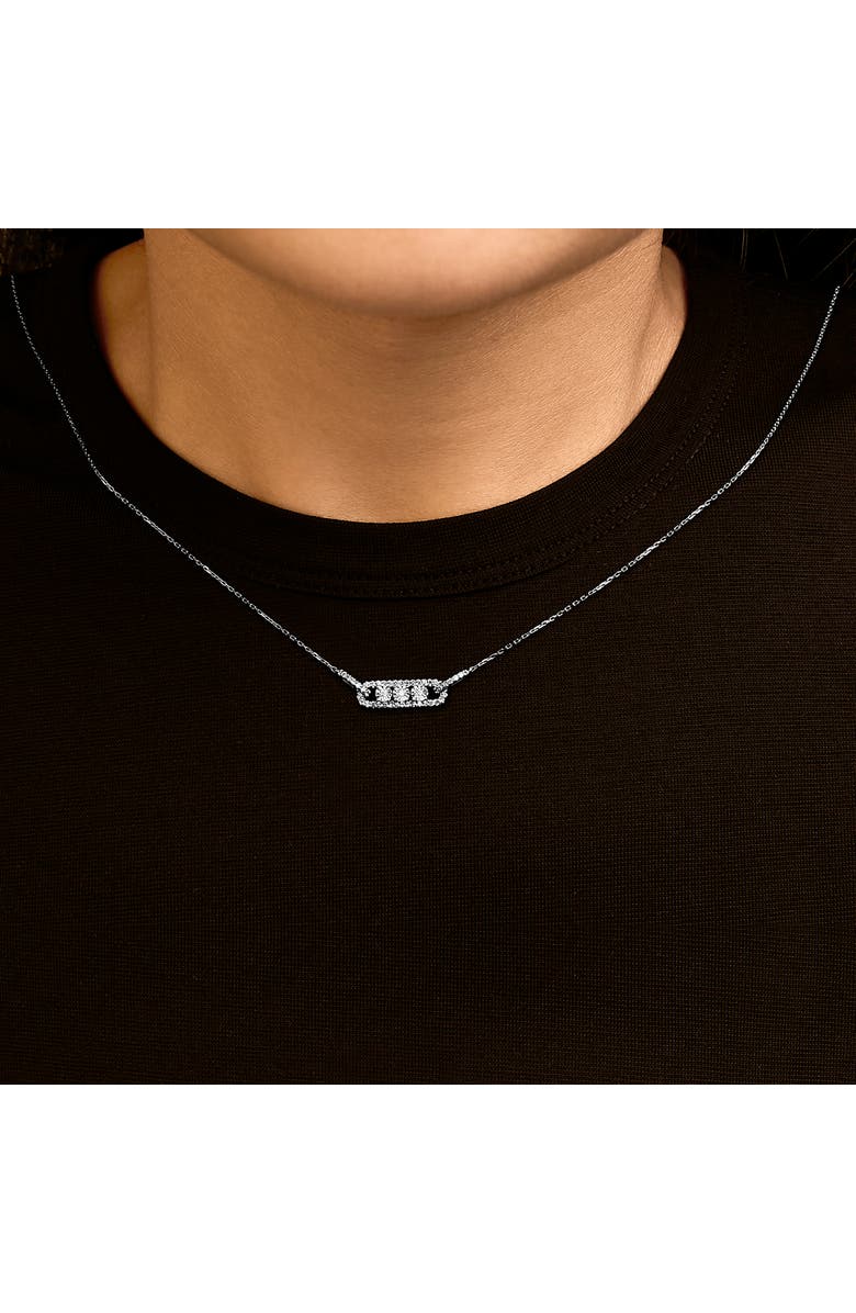 Haus of Brilliance Sterling Silver 1/5 Cttw Round Diamond 3 Stone Station Bar Necklace, Alternate, color, Silver