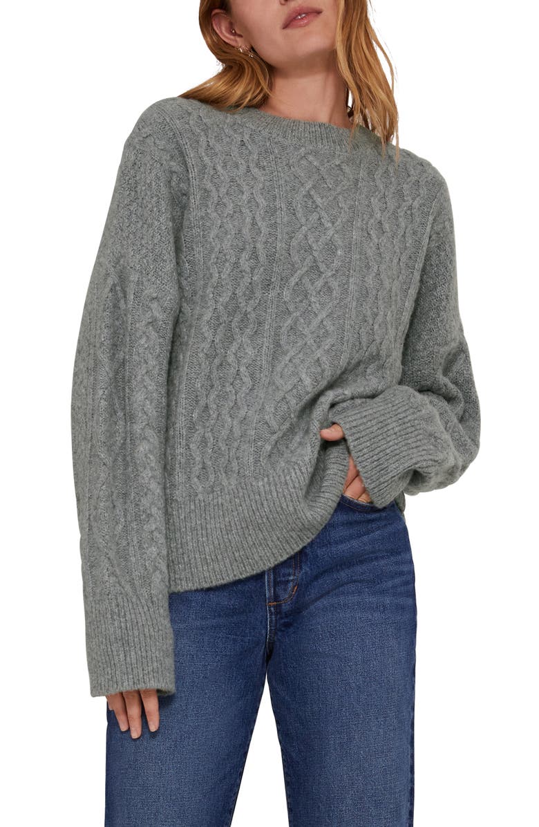 Favorite Daughter Oversize Cable Knit Sweater, Main, color, Smoke Grey