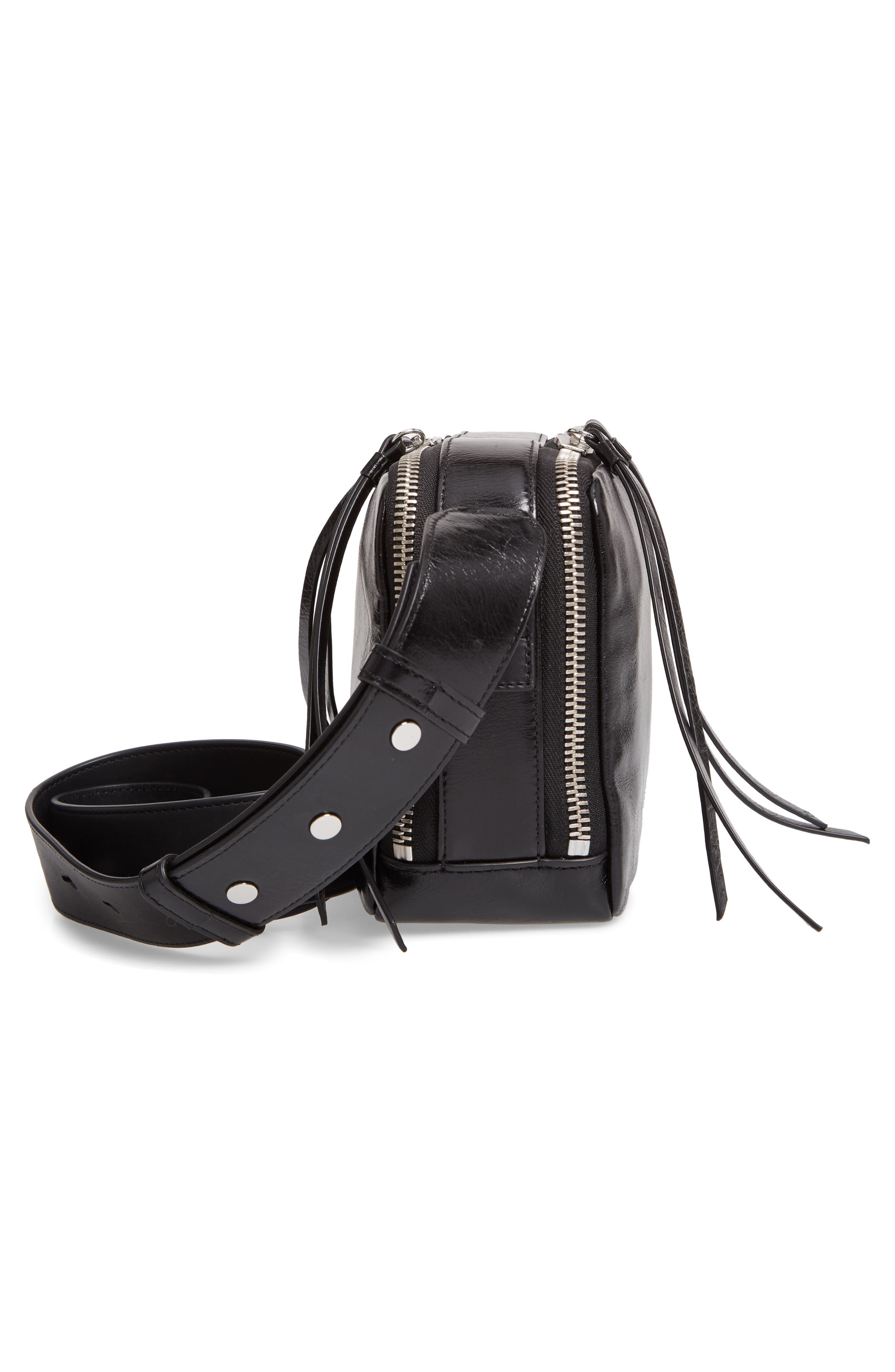 AllSaints Vincent Shiny Leather Crossbody Bag, Alternate, color, 