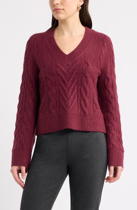 Cable Stitch V-Neck Sweater