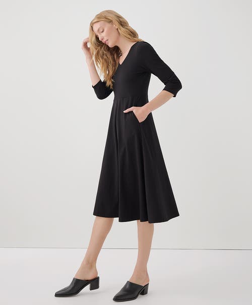 Pact Organic Cotton Fit & Flare Midi Party Dress In Black
