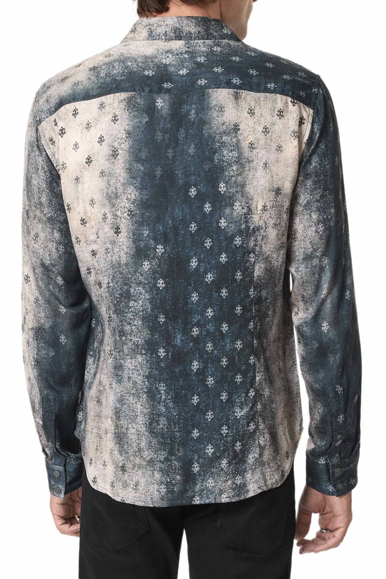 Ross Fleur de Lis Print Button-Up Shirt, Alternate, color, ALMOND