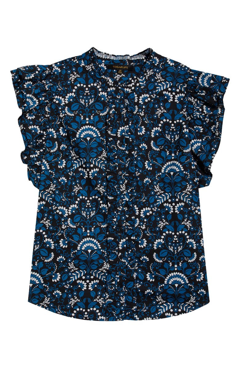 SUGARLIPS Etta Floral Print Sleeveless Top, Alternate, color, Teal-Multi