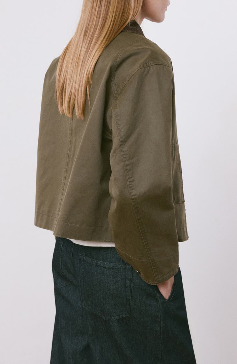 MANGO Corduroy Collar Denim Barn Jacket, Alternate, color, Khaki Green
