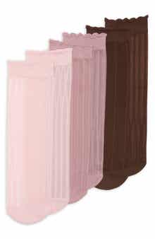 NORDSTROM RACK Assorted 3-Pack Sheer Rib Lace Socks