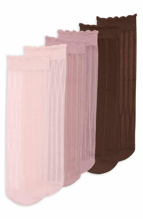 NORDSTROM RACK Assorted 3-Pack Sheer Rib Lace Socks