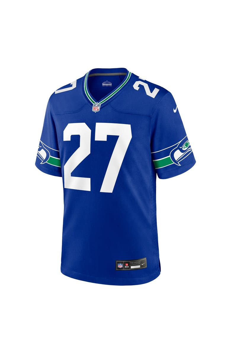 Nike Men's Nike Tariq Woolen Royal Seattle Seahawks Throwback Player Game Jersey, Alternate, color, 