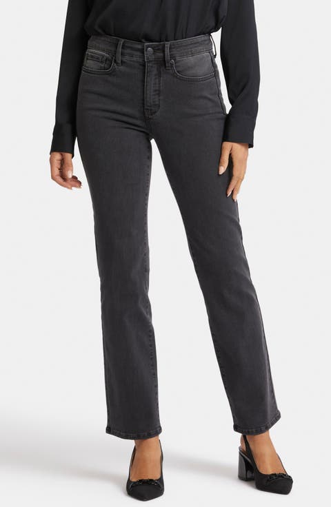 NYDJ Marilyn High Waist Straight Leg Jeans (Cloud Stone) (Petite)