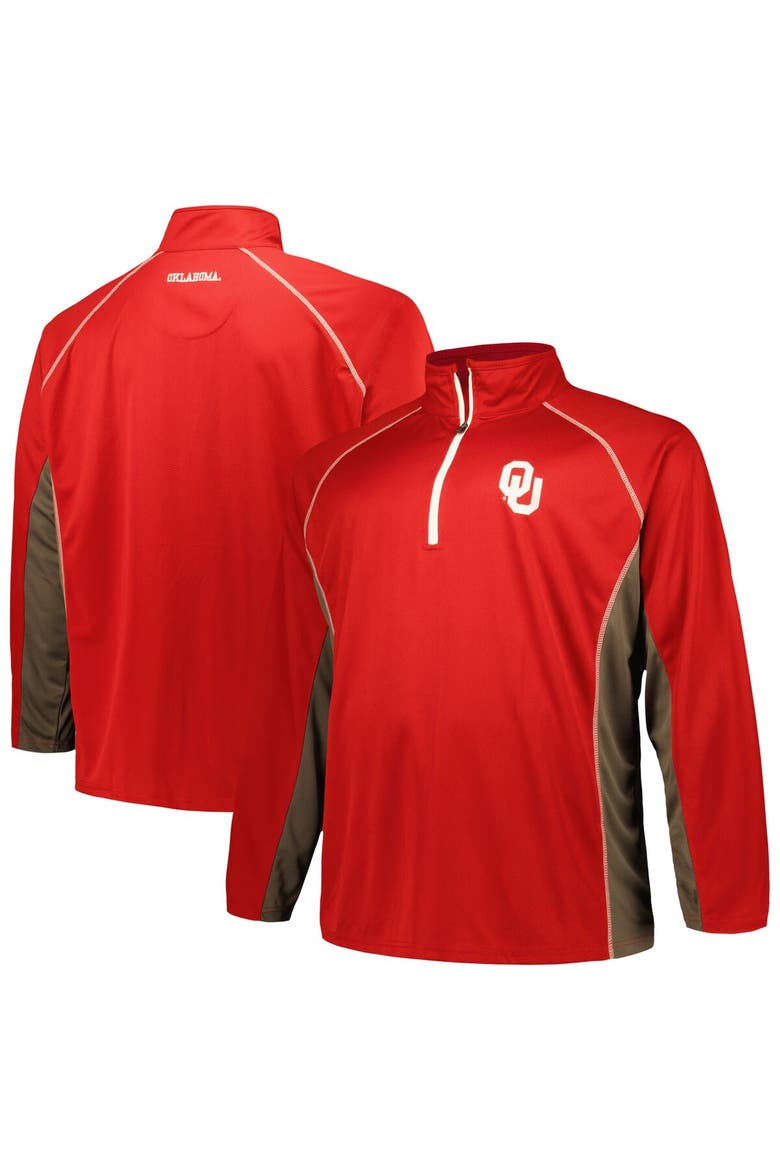Men's Profile Crimson Oklahoma Sooners Big & Tall Quarter-Zip Raglan Jacket, Main, color, Crimson