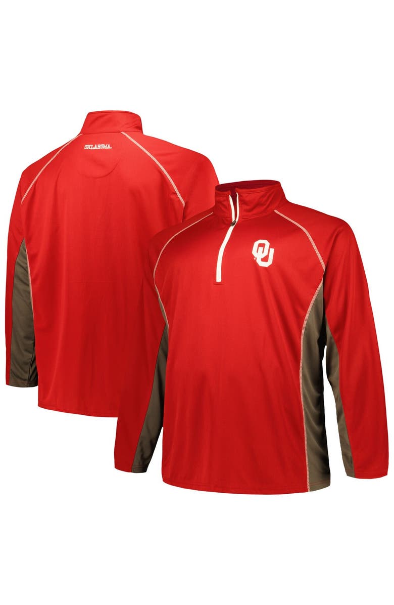 PROFILE Men's Profile Crimson Oklahoma Sooners Big & Tall Quarter-Zip Raglan Jacket, Main, color, Crimson