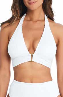 BLEU by Rod Beattie Pucker Up Seersucker Bikini Top