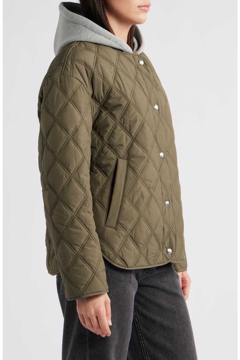 Hoodie Bib Quilted Jacket, Alternate, color, SAGE