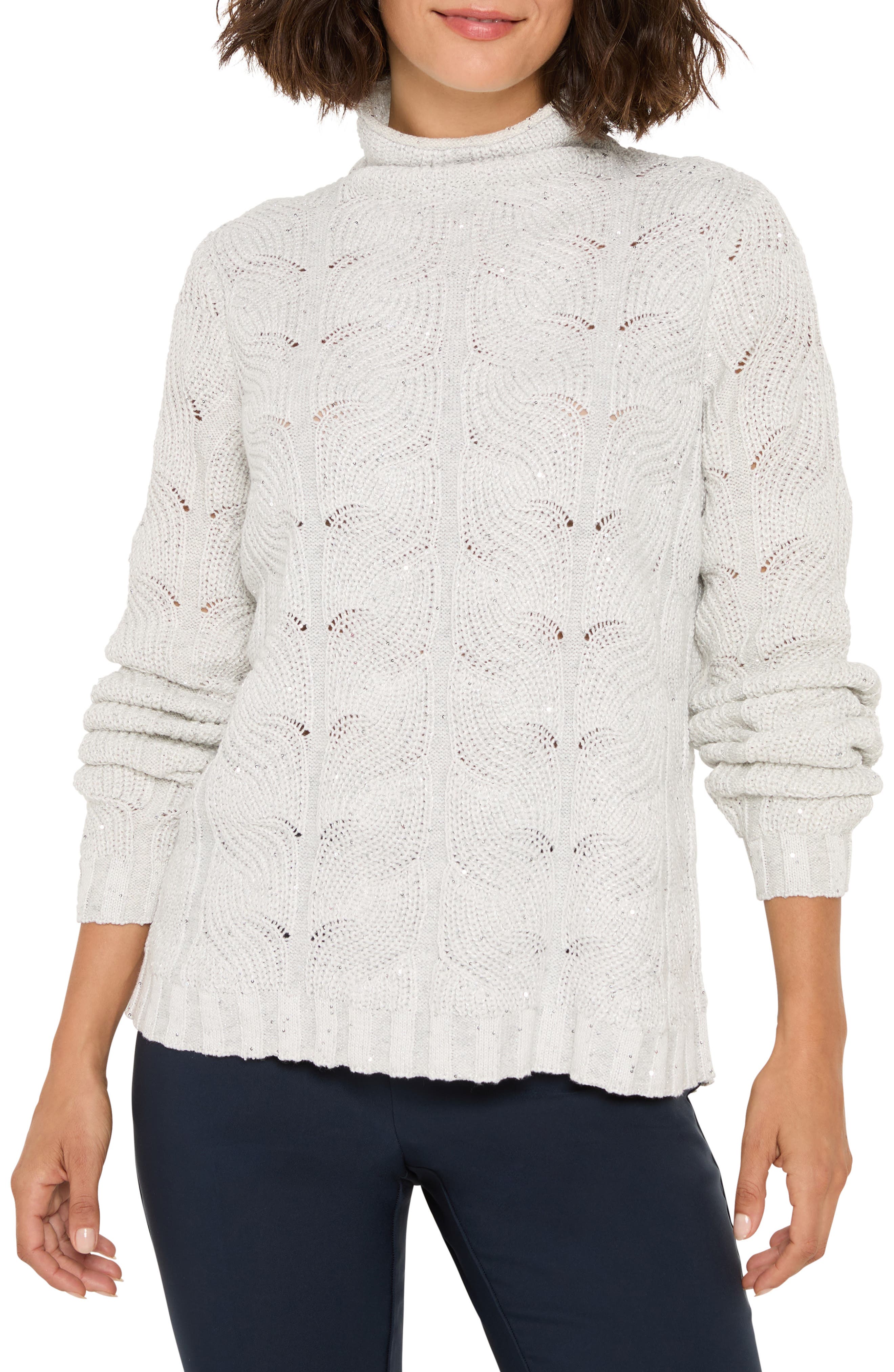 Sparkle Cable Stitch Cotton Blend Sweater - image 3