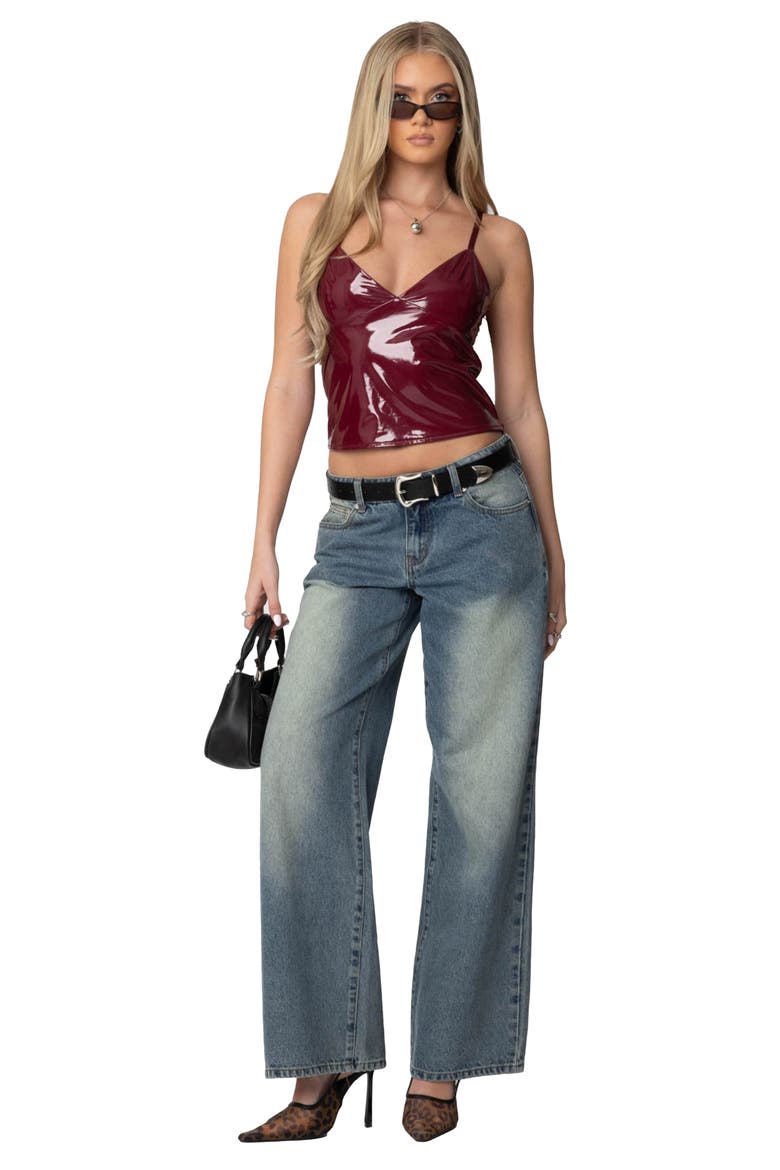 Carmie Vinyl Camisole, Alternate, color, BURGUNDY