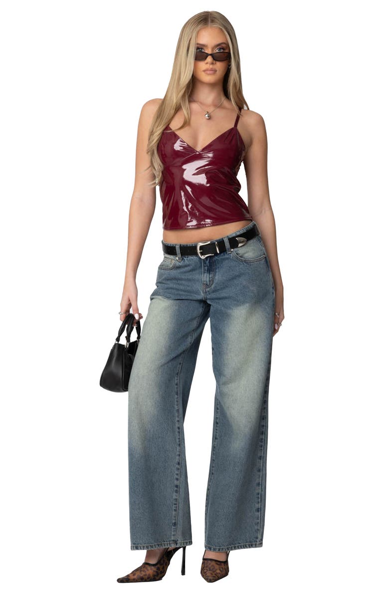 EDIKTED Carmie Vinyl Camisole, Alternate, color, Burgundy