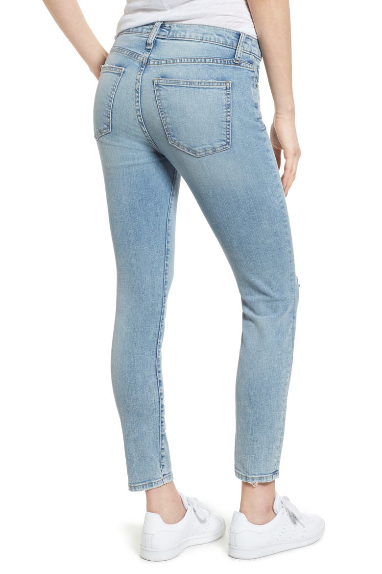 The Stiletto High Waist Ankle Skinny Jeans, Alternate, color, SEVILLE KNEE SLIT DESTROYED