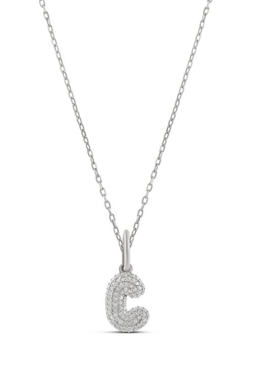 Shymi Mini Pavé Bubble Initial Pendant Necklace In Metallic