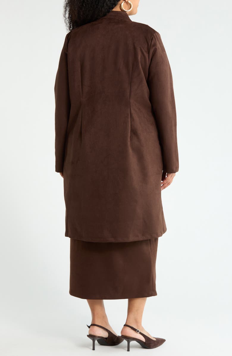 Renee C Faux Suede Longline Coat, Alternate, color, Chocolate