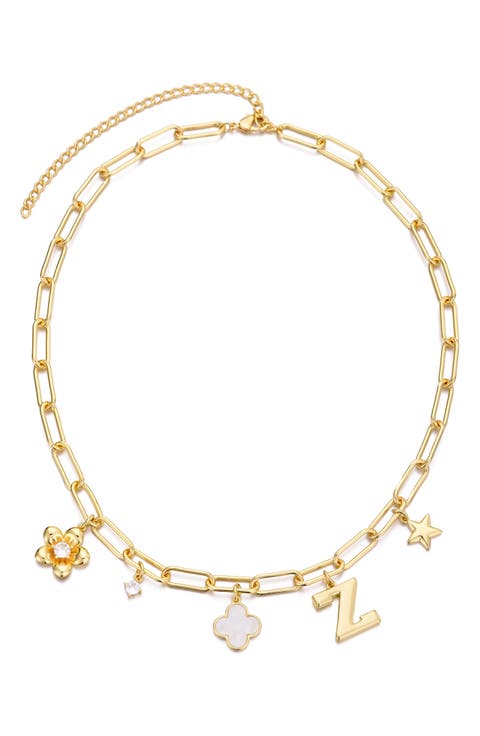 Initial Charm Pendant Necklace