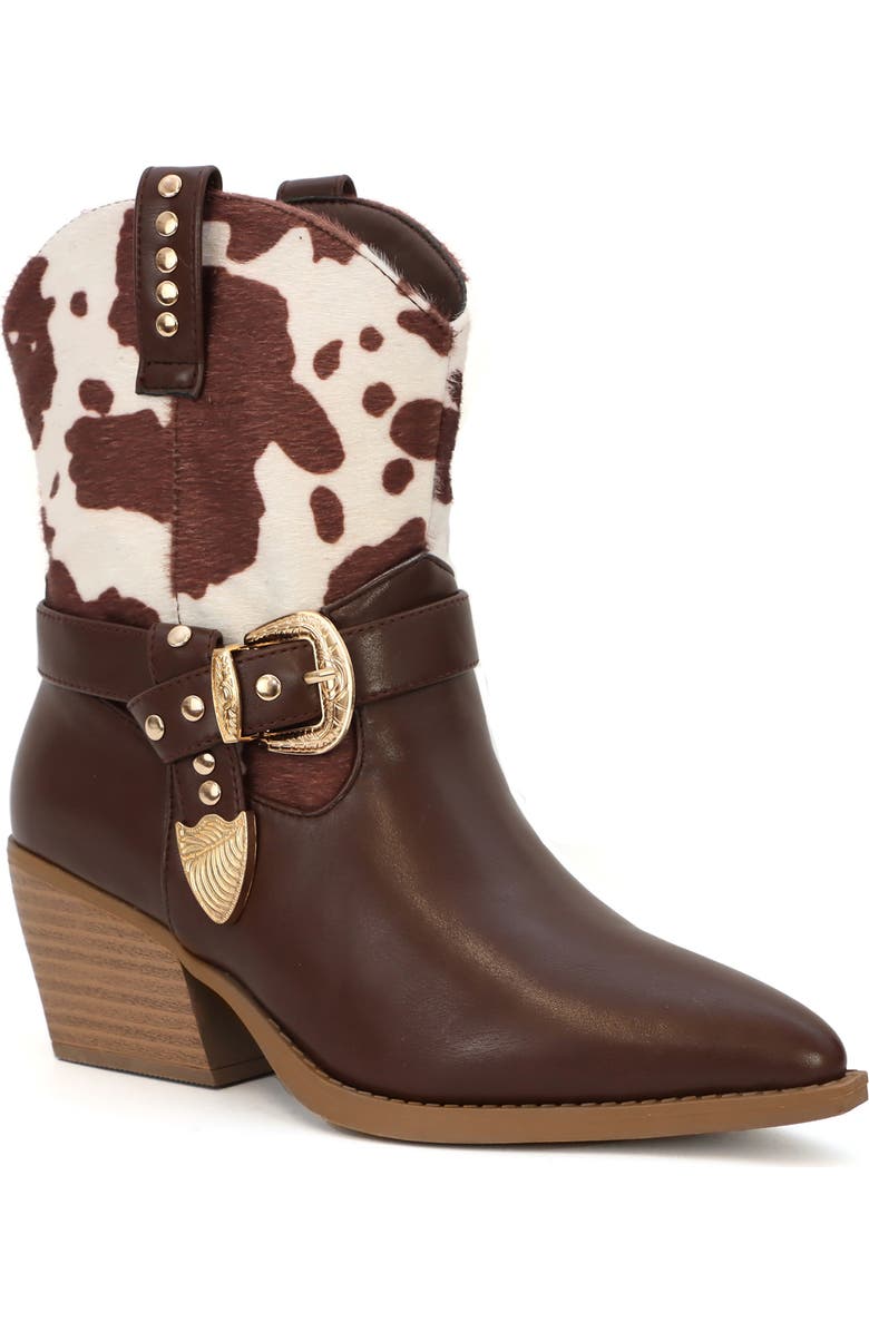 Seven7 Western Two-Tone Bootie, Main, color, Cow Print