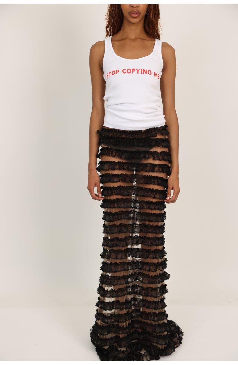 Tia Adeola Ruffle Trim Skirt, Main, color, 