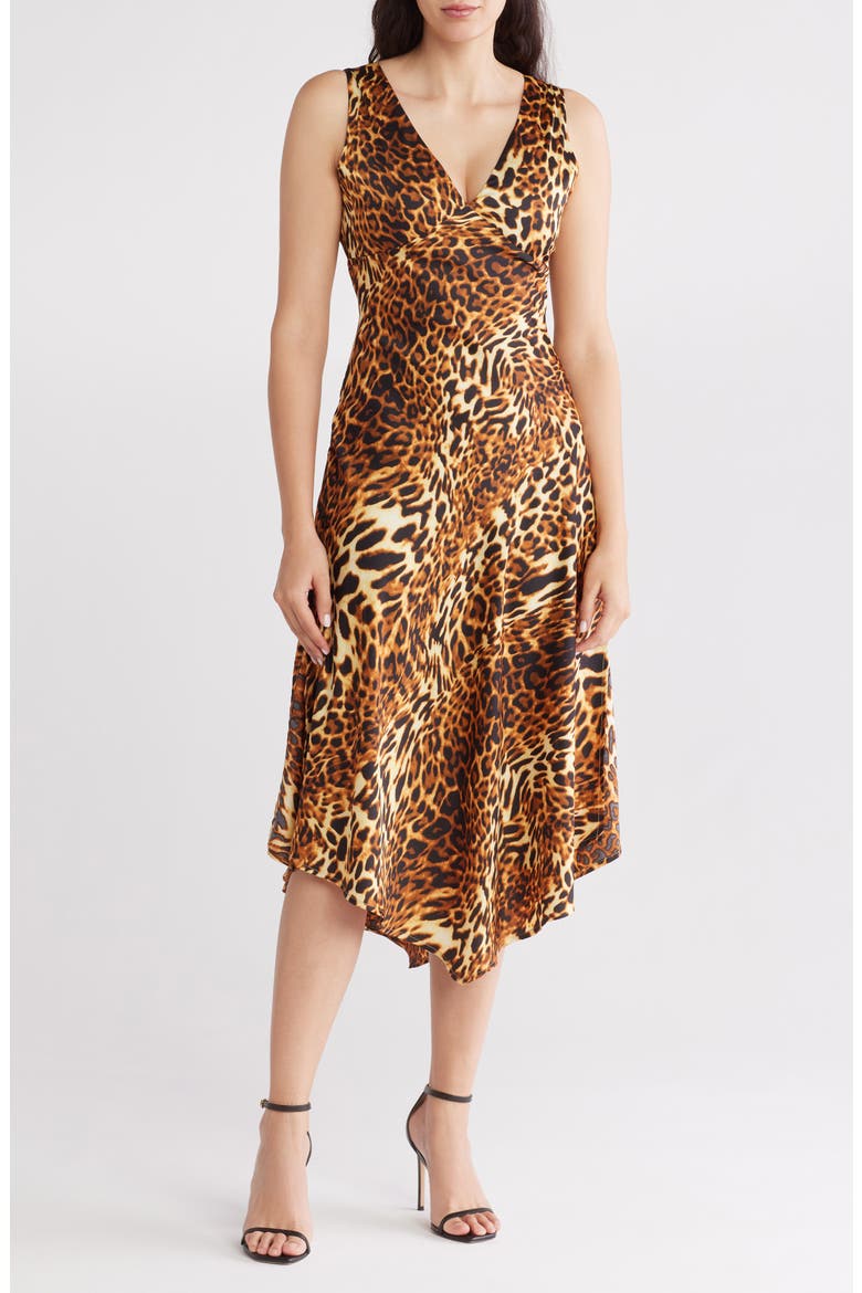Animal Print V-Neck Dress, Main, color, ANIMAL