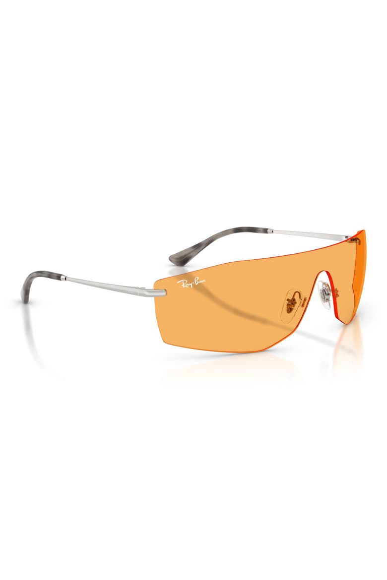 Alix Bio-Based 141mm Rimless Shield Sunglasses, Alternate, color, SILVER / YELLOW