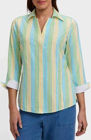 Foxcroft Taylor Stripe Cotton Button-Up Shirt