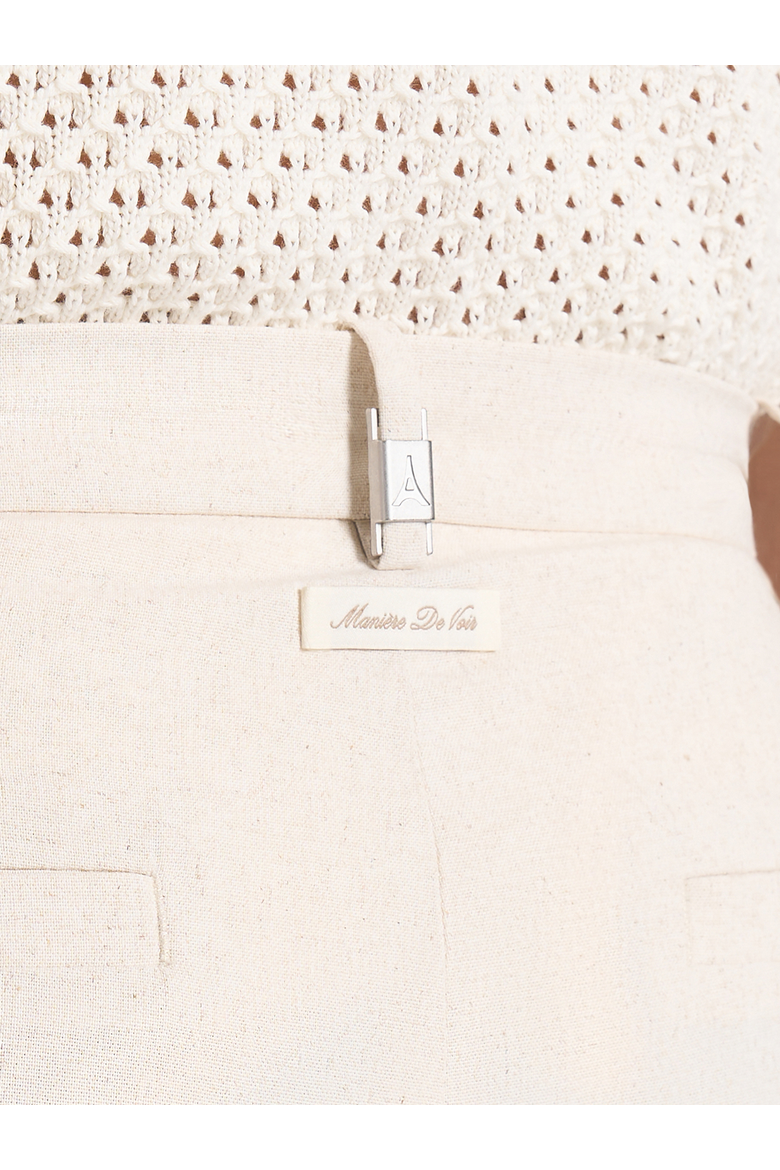 Dorian Relaxed Fit Twill Pleated Linen Trousers, Alternate, color, Natural