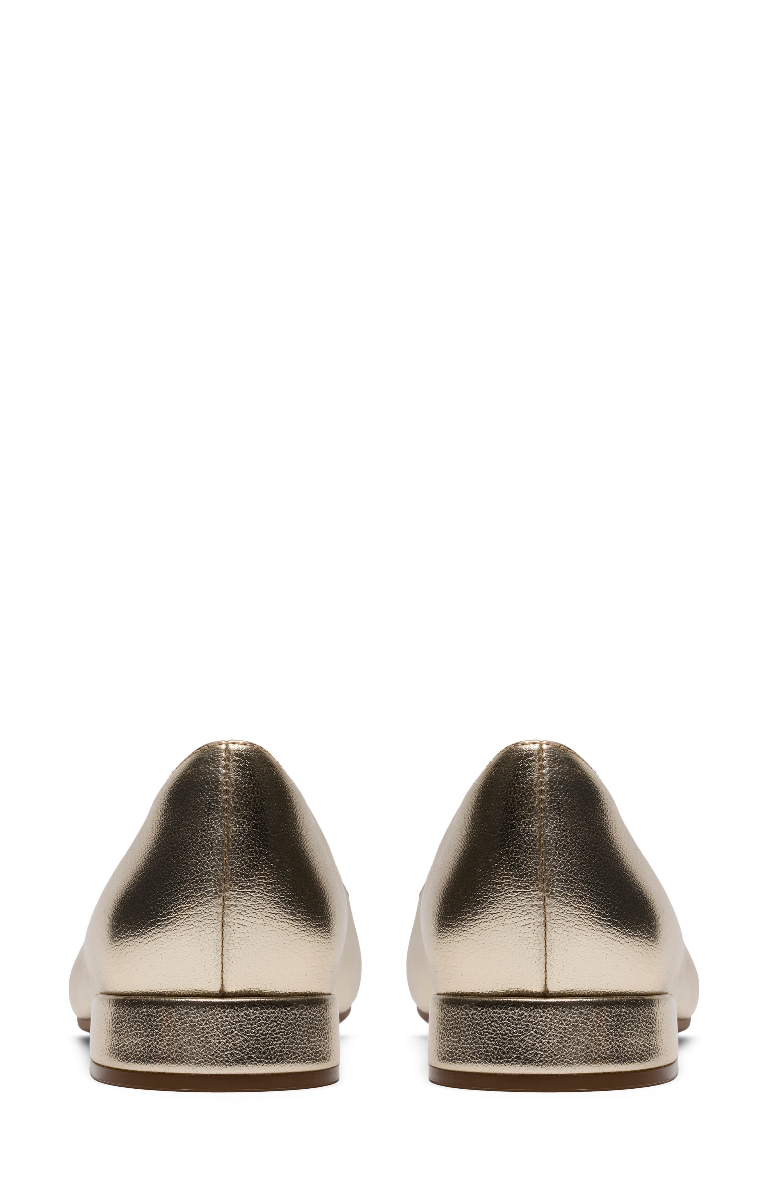 Natalyn Trim Faux Leather Ballet Flat, Alternate, color, GOLD METALLIC