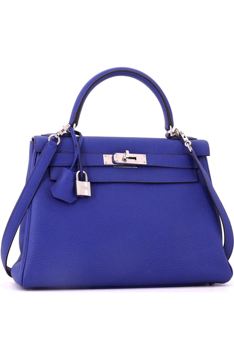 Pre-Owned Hermes Kelly Handbag Blue Togo with Palladium Hardware 28, Alternate, color, Bleu Electrique