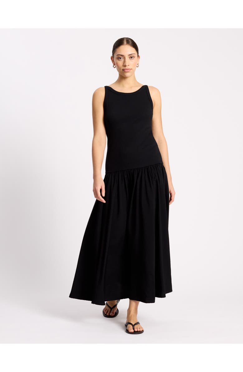 Albaray Ribbed Bodice Sleeveless Maxi Dress, Main, color, Black