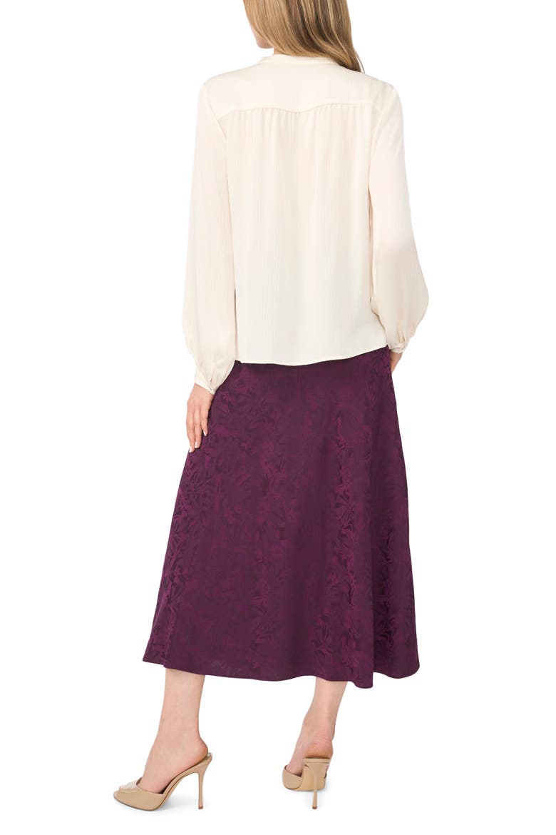 Shirred Long Sleeve Band Collar Shirt, Alternate, color, BUTTERCREAM