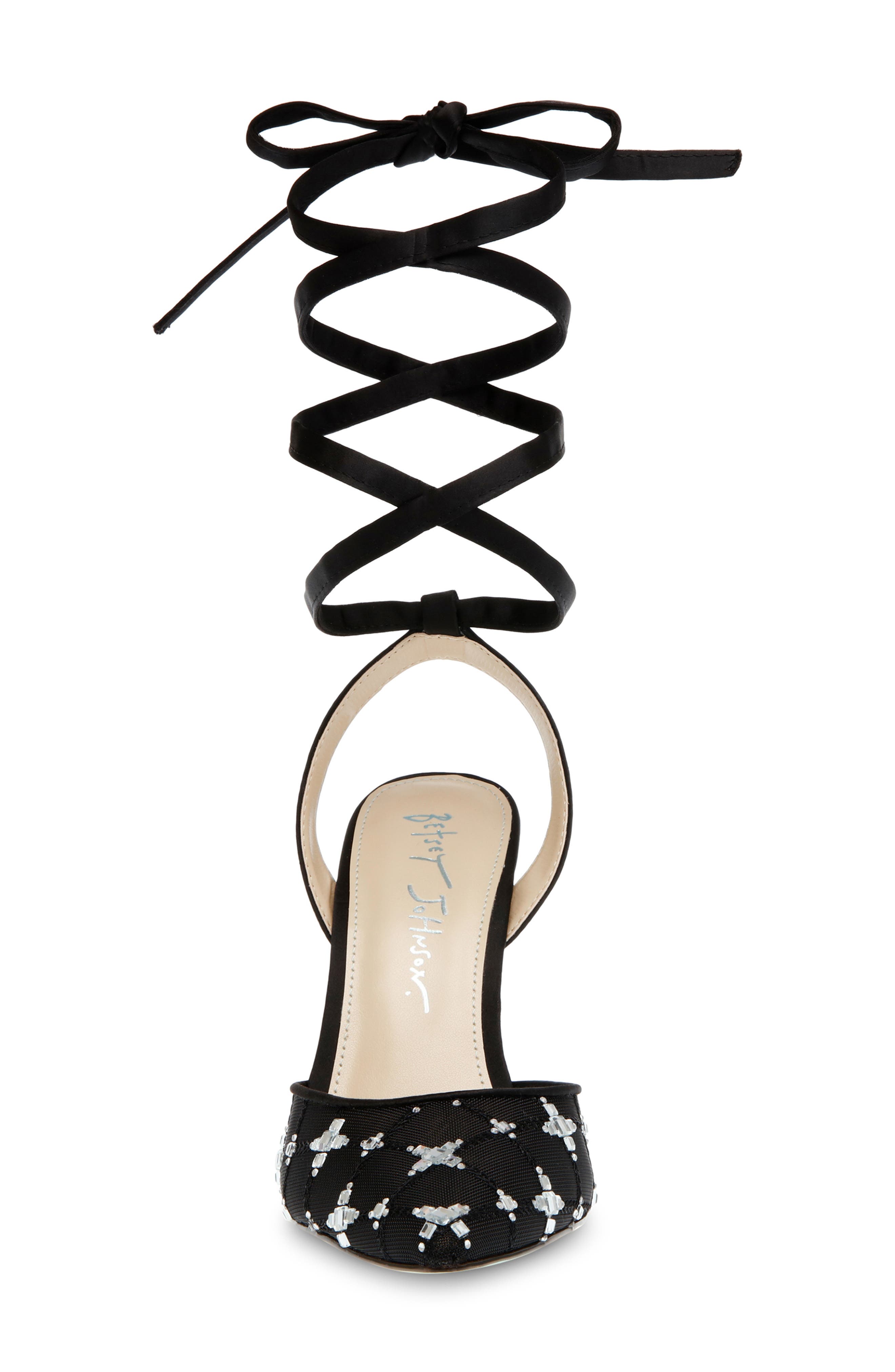 Betsey Johnson Angel Ankle Wrap Pointed Toe Pump, Alternate, color, 