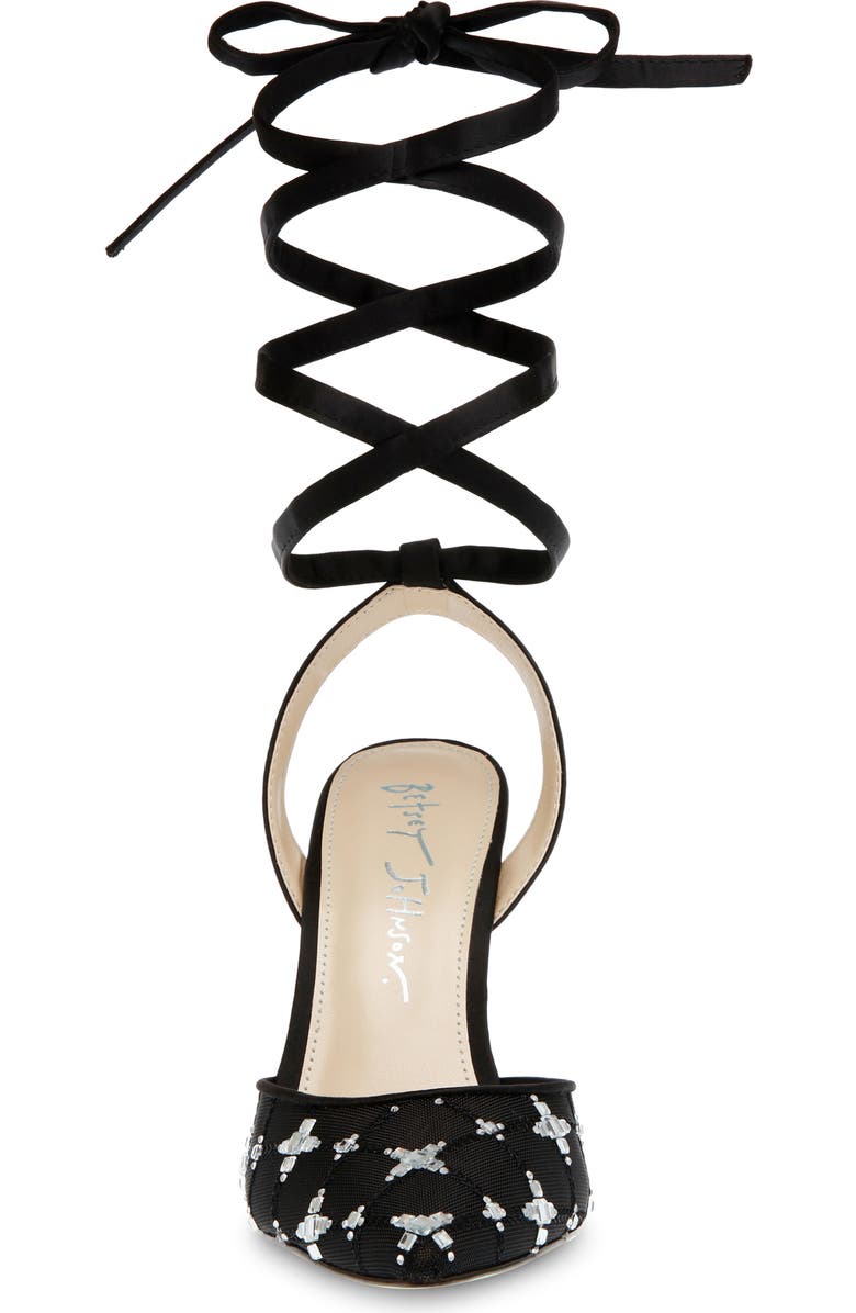 Betsey Johnson Angel Ankle Wrap Pointed Toe Pump, Alternate, color,