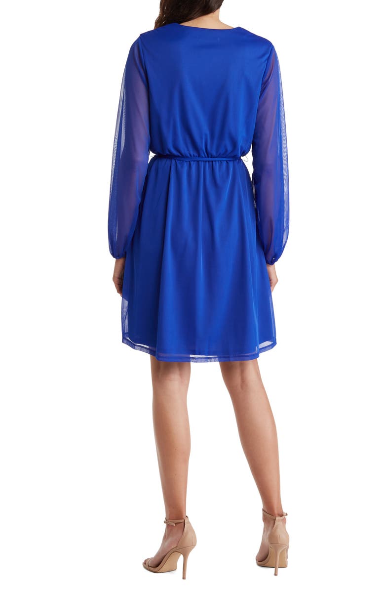 TASH AND SOPHIE Chiffon Long Sleeve Wrap Dress, Alternate, color, 