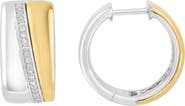 EFFY 14K Gold Plated Sterling Silver Diamond Hoop Earrings