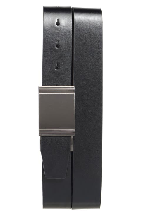 Plaque Reversible Leather Belt