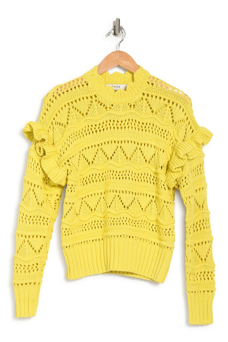 Hockley Scalloped Neck Ruffle Sweater, Alternate, color, CANARY YELLOW
