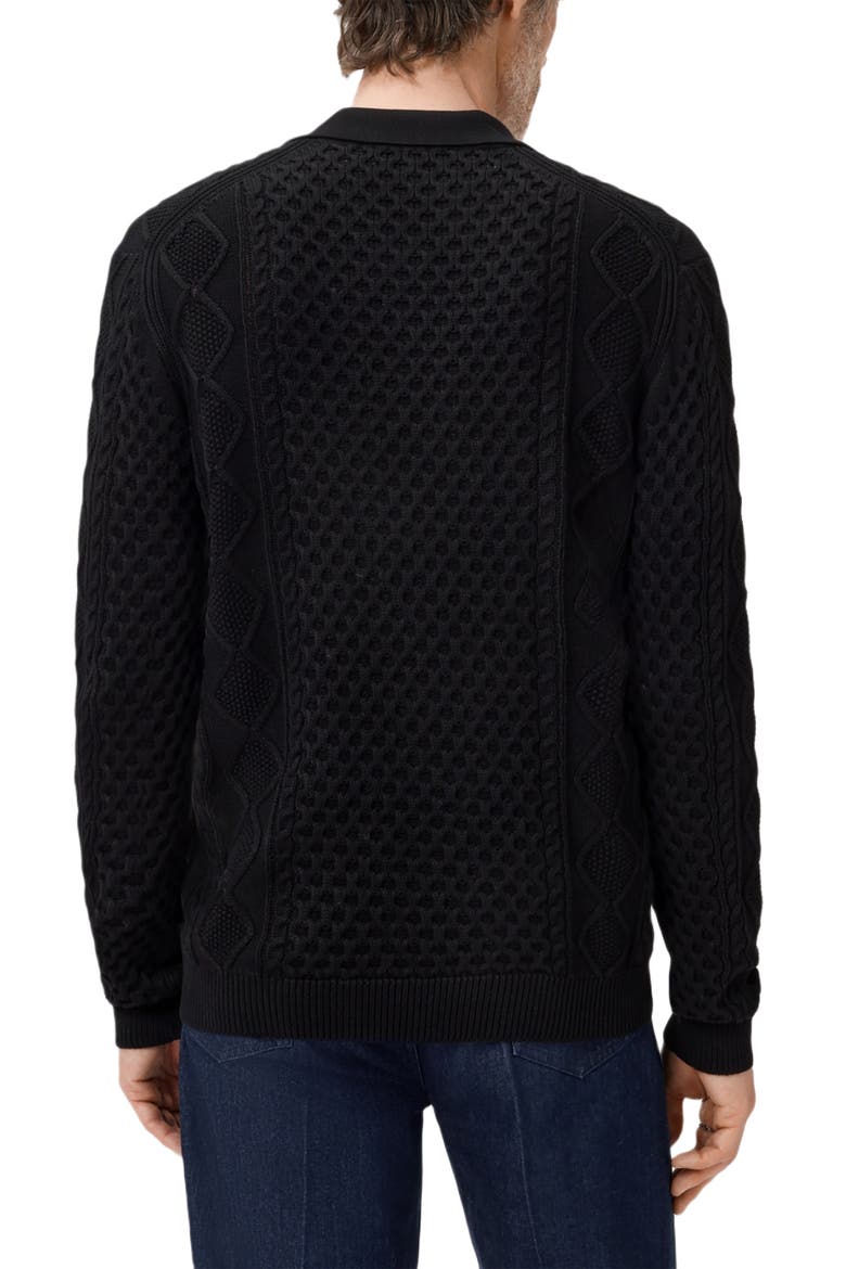 Haynes Organic Cotton Johnny Collar Sweater, Alternate, color, BLACK