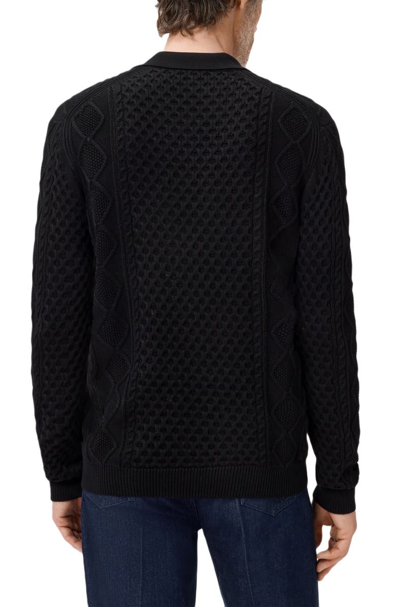 John Varvatos Haynes Organic Cotton Johnny Collar Sweater, Alternate, color, Black