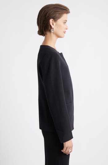 Collarless Twill Blazer